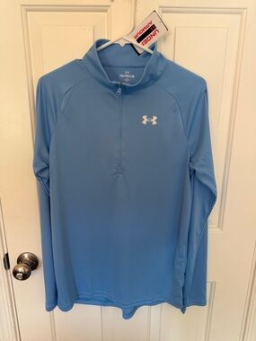 TWO Under Armour (Sky Blue & Gray) 1/4 Zip Performance Pullovers BOYS XL